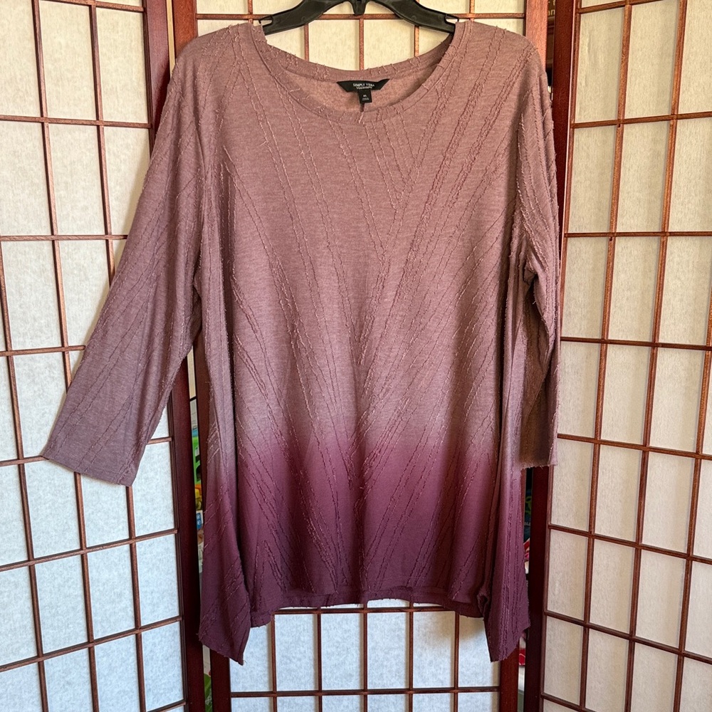 Simply Vera Vera Wang Mauve Ombre Blouse Size XL